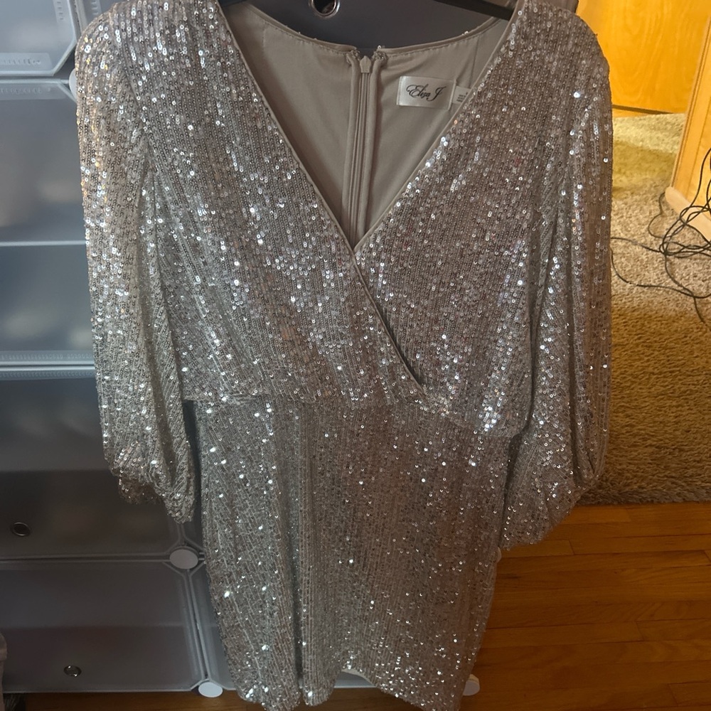 Sequin Silver Midi Dress